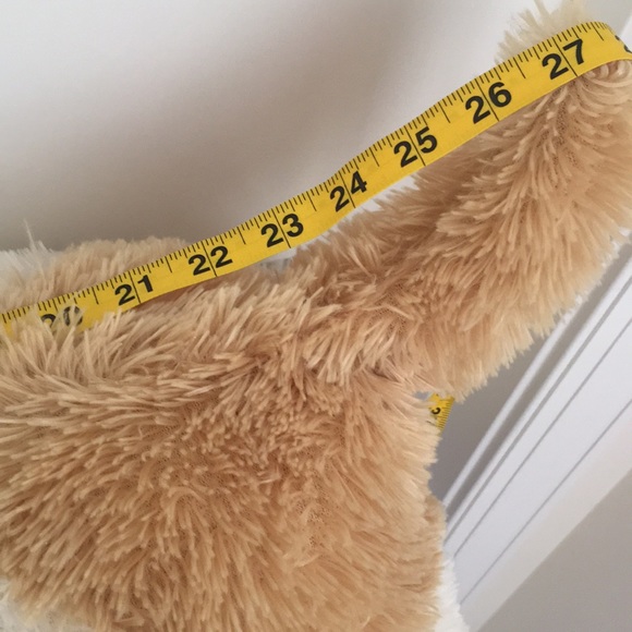 Large Puppy Stuffed Animal New White Tan Red Bow NWT - Picture 9 of 12